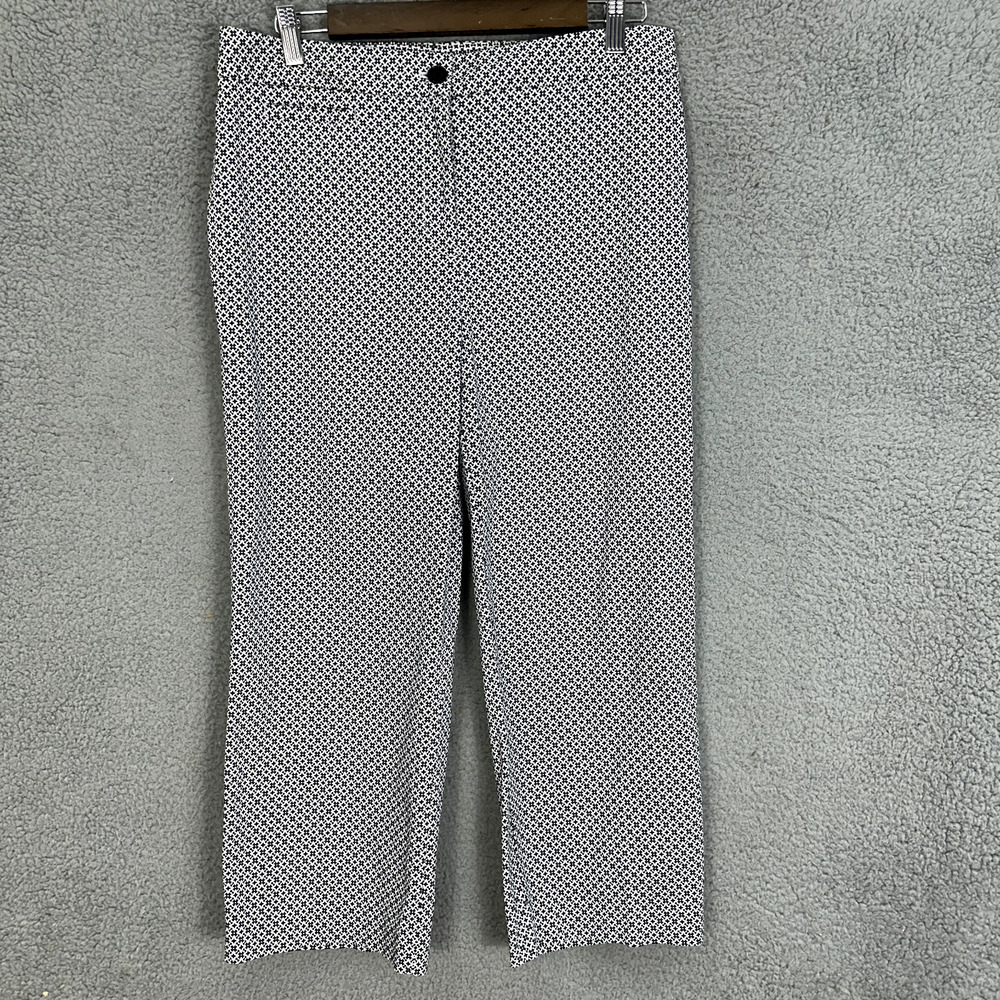 Talbots Straight Leg Ankle Pants Womens 10 Black White Stretch Office Career
